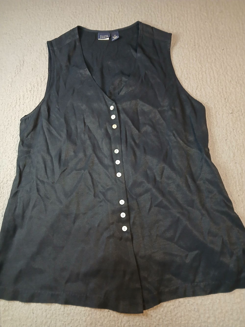 Hillard And Hanson Womens Sleeveless Shirt Size Plus 24 Black Pearl Buttons